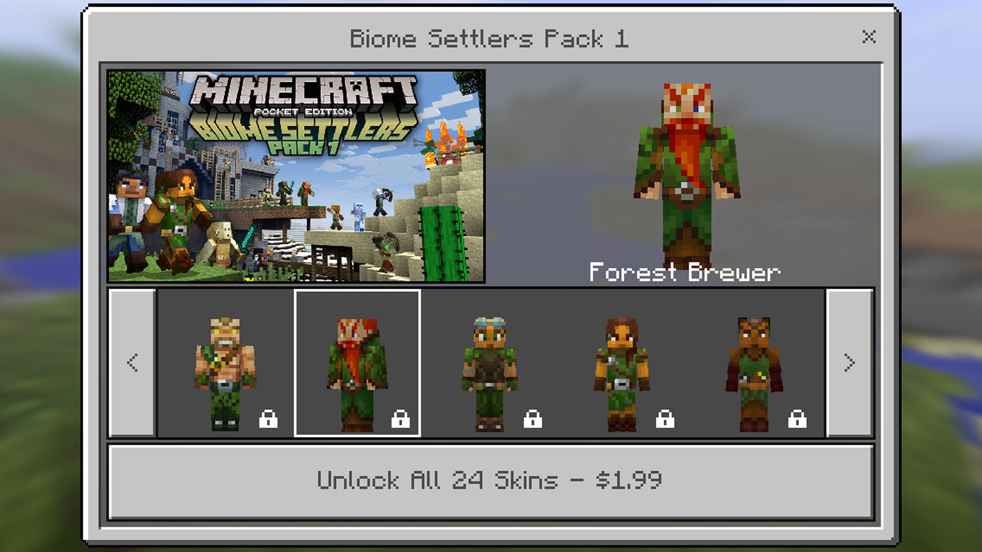 Minecraft Pocket Edition: Biome Settlers Skin Pack