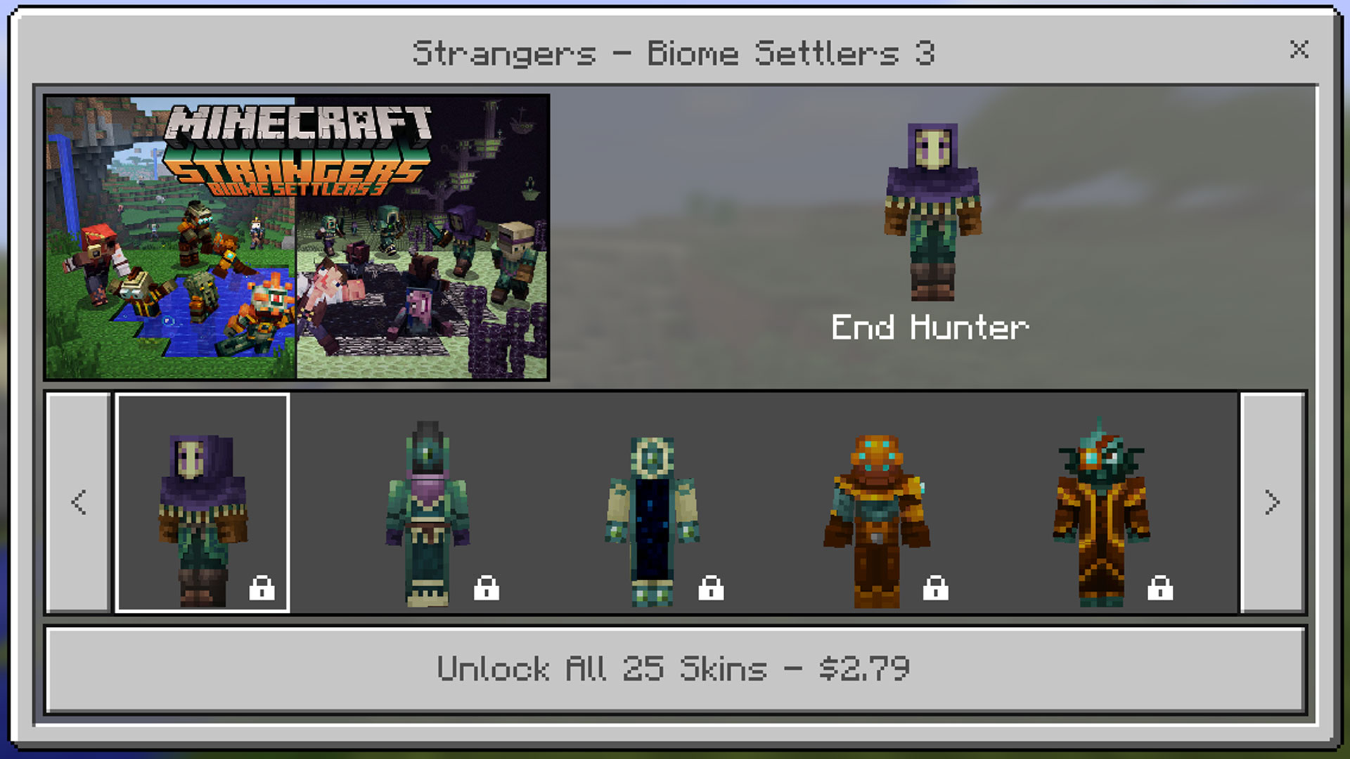 Minecraft Pocket Edition: Biome Settlers 3 Strangers Skin Pack